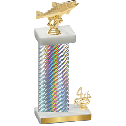 Accented Single Silver Carbon Fiber Fourth Place Fishing Trophy