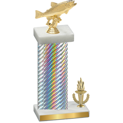 Accented Single Silver Carbon Fiber Victory Fishing Trophy