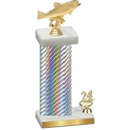 Accented Single Silver Carbon Fiber Year Fishing Trophy