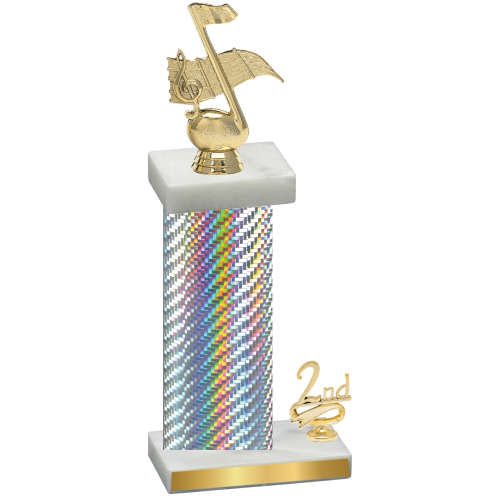 Accented Single Silver Carbon Fiber Second Place Music Trophy