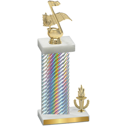 Accented Single Silver Carbon Fiber Victory Music Trophy