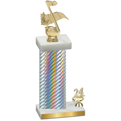 Accented Single Silver Carbon Fiber Year Music Trophy