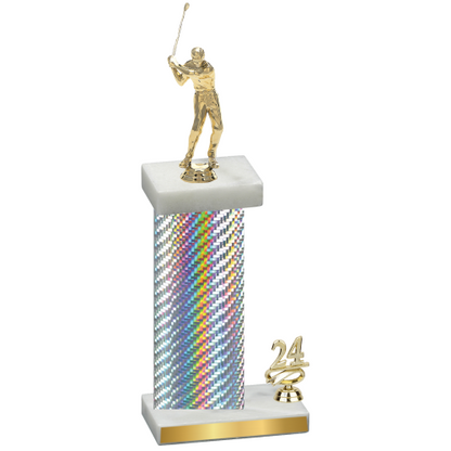 Accented Single Silver Carbon Fiber Year Golf Trophy