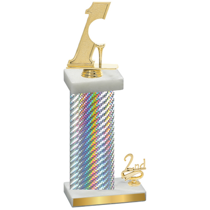 Accented Single Silver Carbon Fiber Second Place Golf Trophy