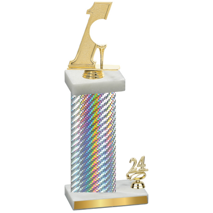 Accented Single Silver Carbon Fiber Year Golf Trophy