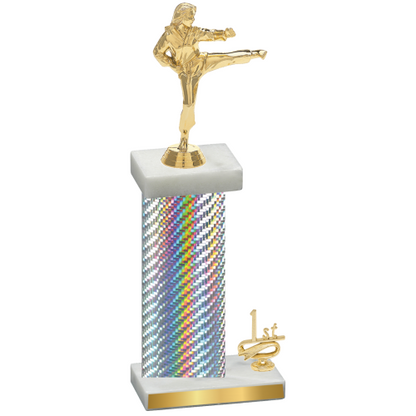 Accented Single Silver Carbon Fiber First Place Karate Trophy