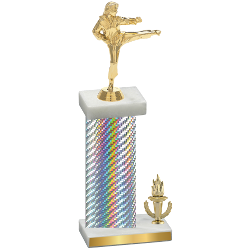 Accented Single Silver Carbon Fiber Victory Karate Trophy