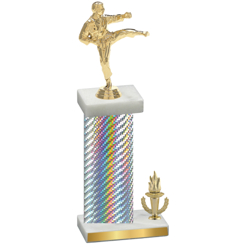 Accented Single Silver Carbon Fiber Victory Karate Trophy