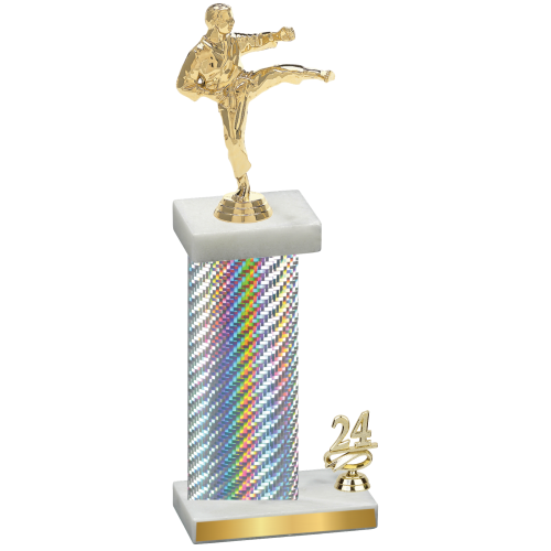 Accented Single Silver Carbon Fiber Year Karate Trophy