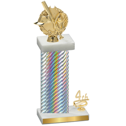 Accented Single Silver Carbon Fiber Fourth Place Baseball Trophy