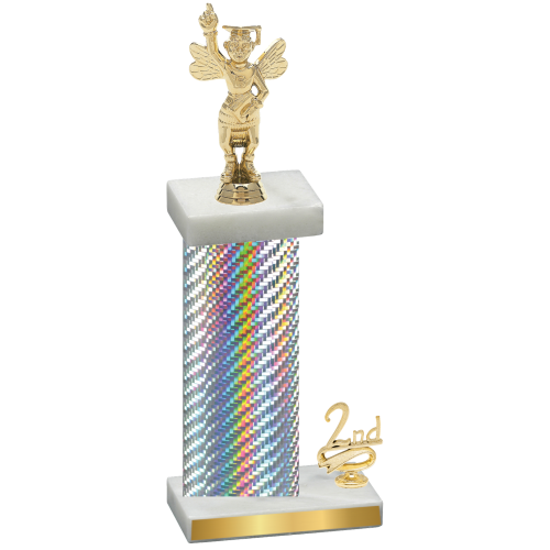 Accented Single Silver Carbon Fiber Second Place Academics Trophy
