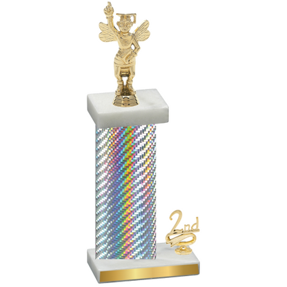 Accented Single Silver Carbon Fiber Second Place Academics Trophy