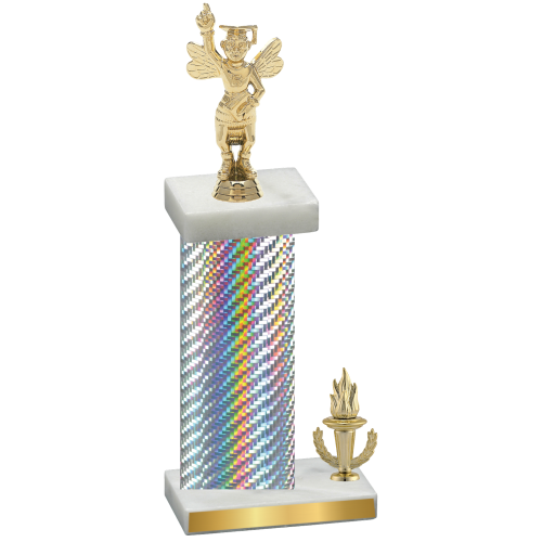 Accented Single Silver Carbon Fiber Victory Academics Trophy