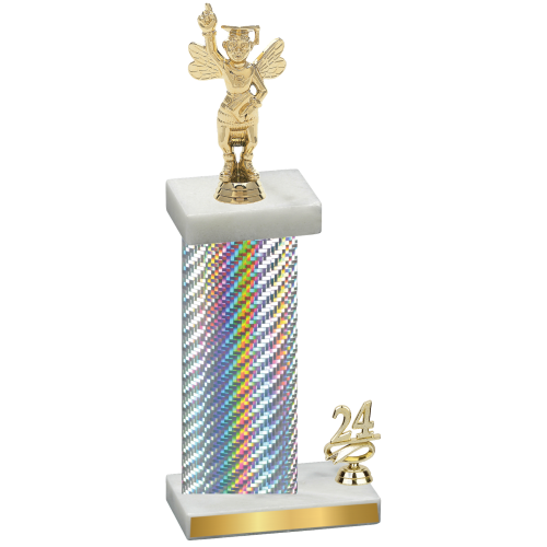 Accented Single Silver Carbon Fiber Year Academics Trophy