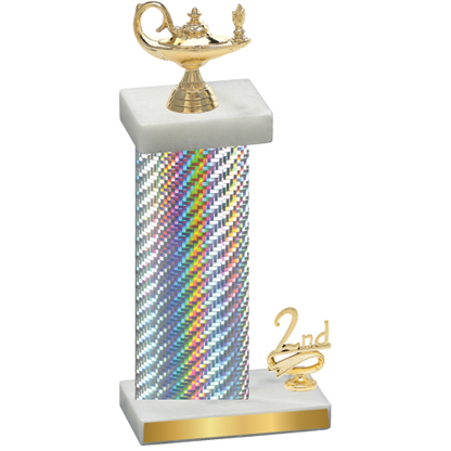 Accented Single Silver Carbon Fiber Second Place Academics Trophy