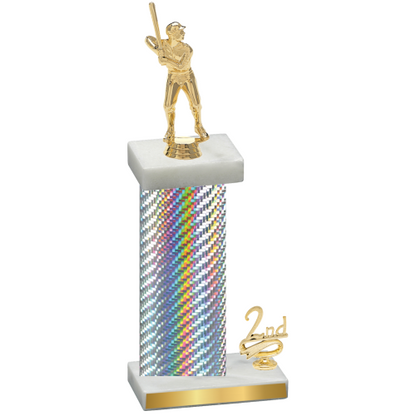Accented Single Silver Carbon Fiber Second Place Baseball Trophy