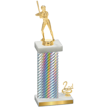 Accented Single Silver Carbon Fiber Second Place Softball Trophy