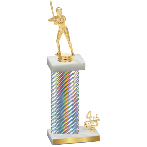 Accented Single Silver Carbon Fiber Fourth Place Softball Trophy