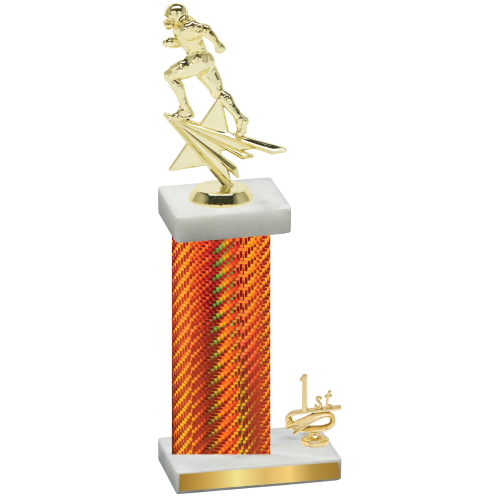 Accented Single Orange Carbon Fiber First Place Football Trophy