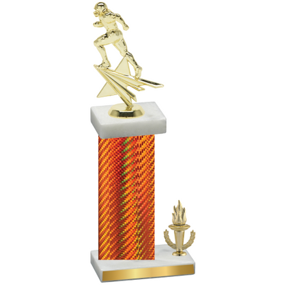 Accented Single Orange Carbon Fiber Victory Football Trophy