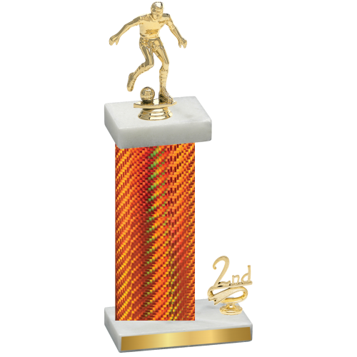 Accented Single Orange Carbon Fiber Second Place Soccer Trophy