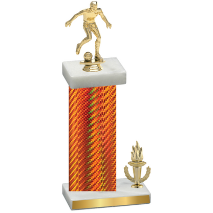 Accented Single Orange Carbon Fiber Victory Soccer Trophy