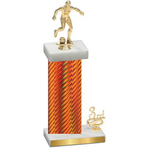 Accented Single Orange Carbon Fiber Third Place Soccer Trophy