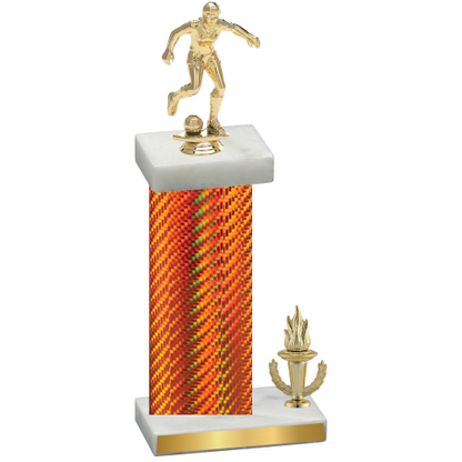 Accented Single Orange Carbon Fiber Victory Soccer Trophy