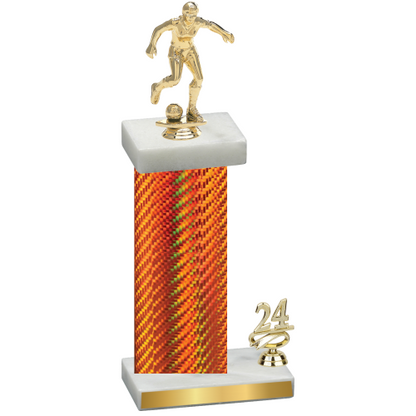 Accented Single Orange Carbon Fiber Year Soccer Trophy