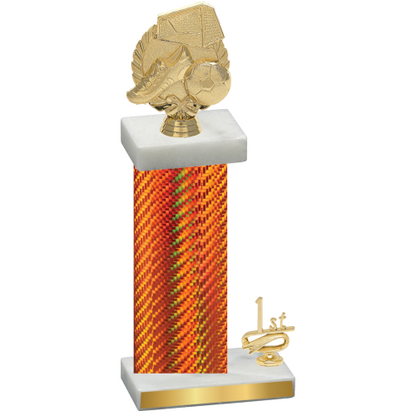 Accented Single Orange Carbon Fiber First Place Soccer Trophy