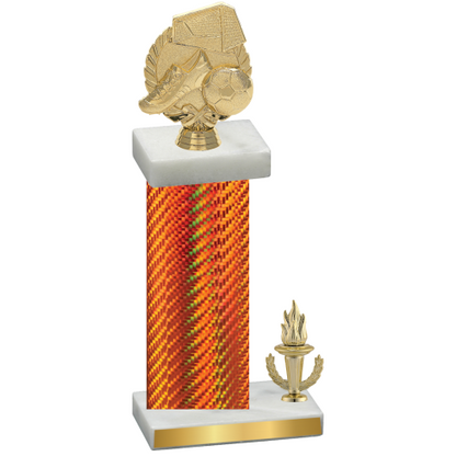 Accented Single Orange Carbon Fiber Victory Soccer Trophy