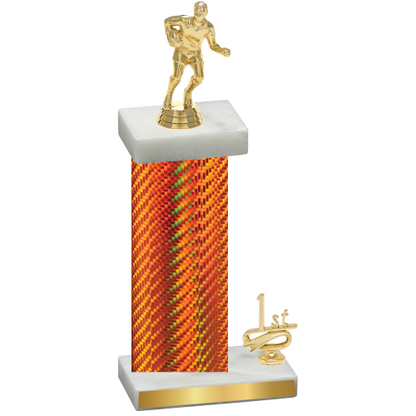 Accented Single Orange Carbon Fiber First Place Rugby Trophy