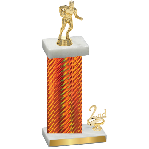 Accented Single Orange Carbon Fiber Second Place Rugby Trophy