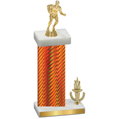 Accented Single Orange Carbon Fiber Victory Rugby Trophy