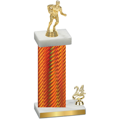 Accented Single Orange Carbon Fiber Year Rugby Trophy