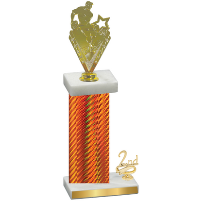 Accented Single Orange Carbon Fiber Second Place Rugby Trophy