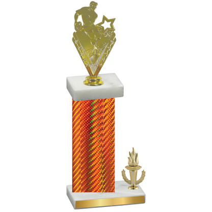 Accented Single Orange Carbon Fiber Victory Rugby Trophy