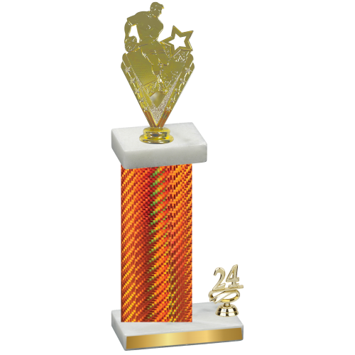 Accented Single Orange Carbon Fiber Year Rugby Trophy