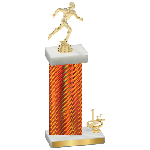 Accented Single Orange Carbon Fiber First Place Running Trophy