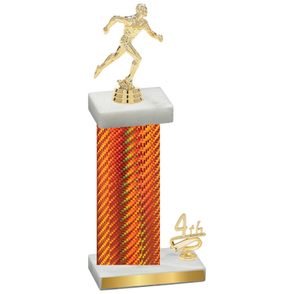 Accented Single Orange Carbon Fiber Fourth Place Running Trophy