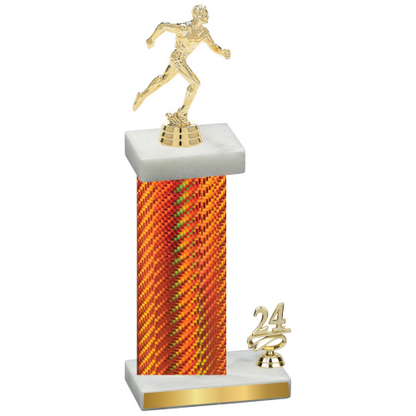 Accented Single Orange Carbon Fiber Year Running Trophy