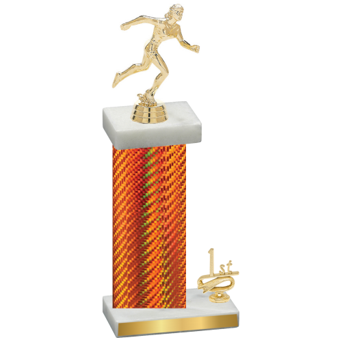 Accented Single Orange Carbon Fiber First Place Running Trophy