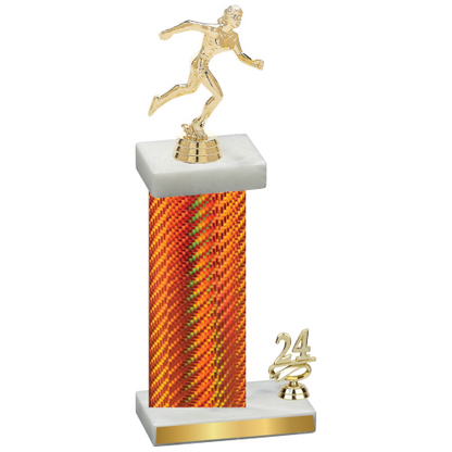 Accented Single Orange Carbon Fiber Year Running Trophy