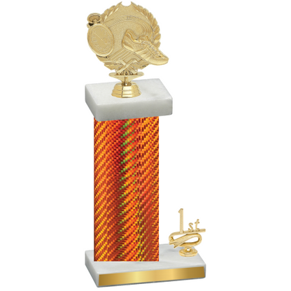 Accented Single Orange Carbon Fiber First Place Running Trophy