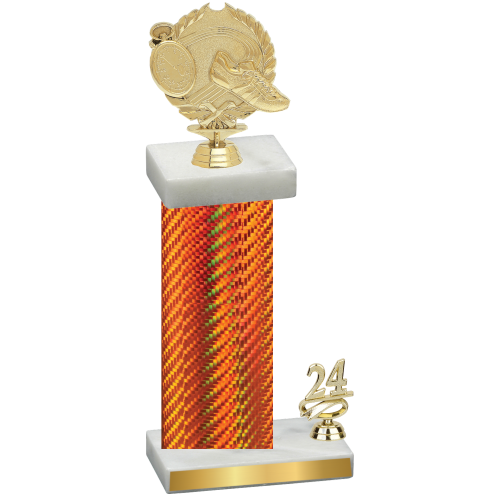 Accented Single Orange Carbon Fiber Year Running Trophy