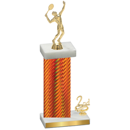 Accented Single Orange Carbon Fiber Second Place Tennis Trophy