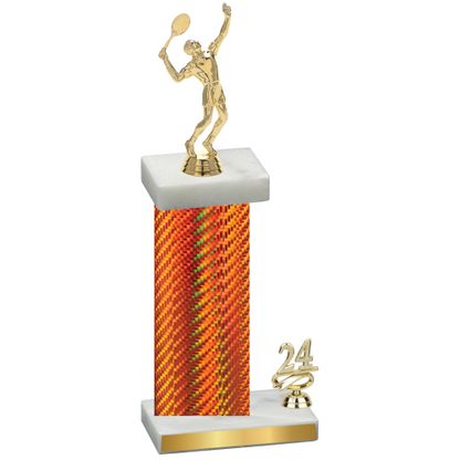 Accented Single Orange Carbon Fiber Year Tennis Trophy