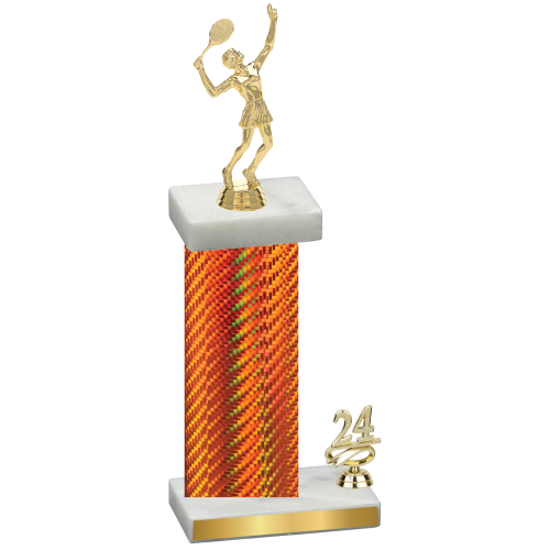 Accented Single Orange Carbon Fiber Year Tennis Trophy