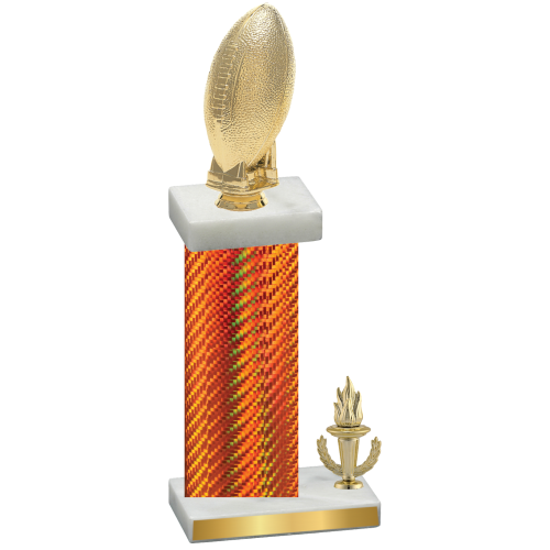 Accented Single Orange Carbon Fiber Victory Football Trophy