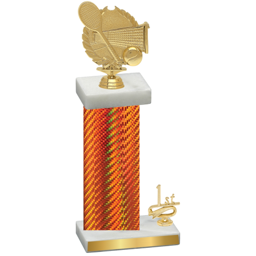 Accented Single Orange Carbon Fiber First Place Tennis Trophy